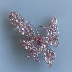 Silver stone with rhinestones